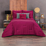 MERLOT APLICACIÓN CHENILLE TEXTURE REVERSIBLE COMFORTER SET 6 PCS KING SIZE MADE IN MEXICO