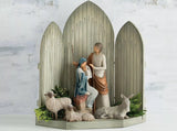 THE HOLY FAMILY FIGURE SCULPTURE HAND PAINTING WILLOW TREE BY SUSAN LORDI (14.5”H)