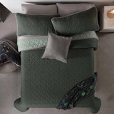 OLIVE GREEN UNISEX SPECIAL FABRIC ULTRASLIM REVERSIBLE COMFORTER 1 PCS QUEEN SIZE