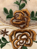 NEVADA ROSES FLOWERS COFFEE EMBROIDERED DECORATIVE KITCHEN CURTAIN SET 3 PCS