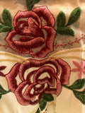 NEVADA ROSES FLOWERS BURGUNDY EMBROIDERED DECORATIVE KITCHEN CURTAIN SET 3 PCS
