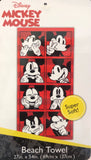 MICKEY MOUSE FACES DISNEY ORIGINAL LICENSED BEACH TOWEL SUPER SOFT (27”x54”)