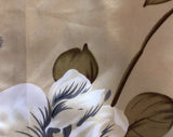 FLOWERS DARK BEIGE 100% ORGANIC COTTON FEELING DECORATIVE SHEET SET 4 PCS FULL SIZE