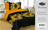 VENETIAN SUNFLOWER REVERSIBLE BEDSPREAD QUILTED 4 PCS TWIN SIZE