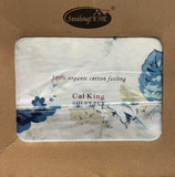 FLOWERS BLUE 100% ORGANIC COTTON FILLING DECORATIVE SHEET SET 4 PCS CALKING SIZE