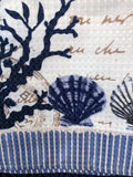 SHELLS OCEAN NAVY BLUE CHENILLE BATHROOM MAT SET 15 PCS