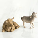 OX AND GOAT FIGURE SCULPTURE HAND PAINTING WILLOW TREE BY SUSAN LORDI
