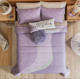 ARUBA LILAC AND GRAY REVERSIBLE COMFORTER SET 4 PCS TWIN SIZE MADE IN MEXICO