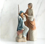 THE HOLY FAMILY FIGURE SCULPTURE HAND PAINTING WILLOW TREE BY SUSAN LORDI (14.5”H)