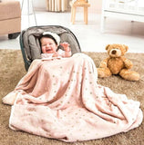 STARS BABY GIRL NURSERY CRIB BLANKET WITH SHERPA VERY SOFT AND WARM