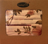 FLOWERS BURGUNDY 100% ORGANIC COTTON FEELING DECORATIVE SHEET SET 3 PCS TWIN SIZE