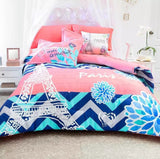 GLAM TEENS KIDS GIRLS REVERSIBLE COMFORTER SET 4 PCS QUEEN SIZE 100% MICROFIBER