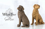 LOVE MY DOG DARK FIGURE SCULPTURE HAND PAINTING WILLOW TREE BY SUSAN LORDI
