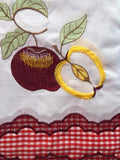 NEVADA APPLES FRUITS BURGUNDY EMBROIDERED DECORATIVE KITCHEN CURTAIN SET 3 PCS