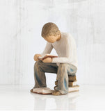 QUEST FIGURE SCULPTURE HAND PAINTING WILLOW TREE BY SUSAN LORDI