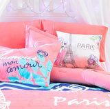 GLAM TEENS KIDS GIRLS REVERSIBLE COMFORTER SET 4 PCS QUEEN SIZE 100% MICROFIBER