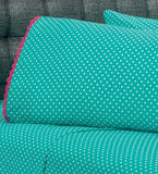 POLKA DOTS EMBROIDERED VIASOFT SHEET SET 4 PCS QUEEN SIZE 100% MICROFIBER