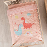 LITTLE DINOSAURS BABY GIRLS CRIB BEDDING NURSERY SET 3 PCS FOR BABY SHOWER GIFT