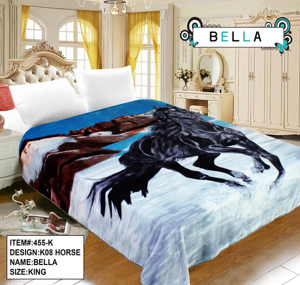 RUNNING HORSE MULTICOLOR BELLA PLUSH BLANKET SOFTY AND WARM KING SIZE