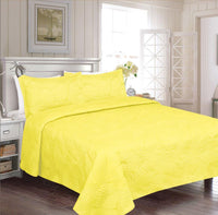 CORA YELLOW COLOR DECORATIVE EMBROIDERY BEDSPREAD SET 3 PCS QUEEN SIZE