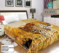 LEOPARD BROWN COLOR SUAVE PLUSH BLANKET SOFTY AND WARM QUEEN SIZE