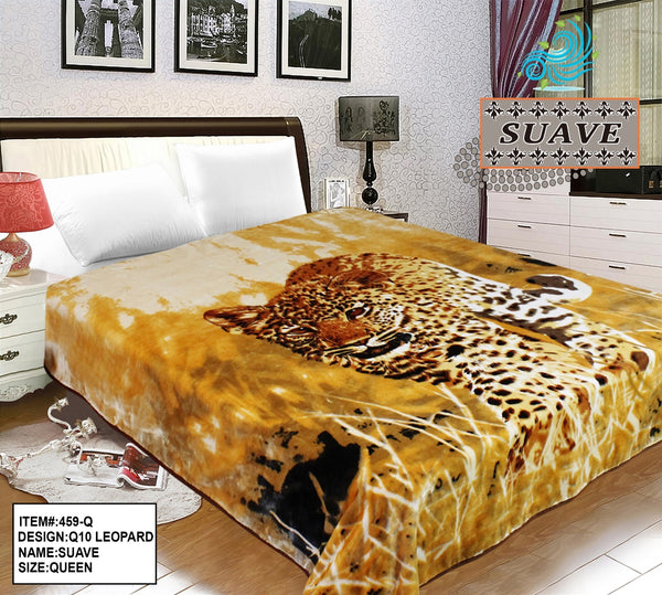 LEOPARD BROWN COLOR SUAVE PLUSH BLANKET SOFTY AND WARM QUEEN SIZE