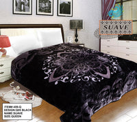 MEDALLION MANDALA BLACK COLOR SUAVE PLUSH BLANKET SOFTY AND WARM QUEEN SIZE