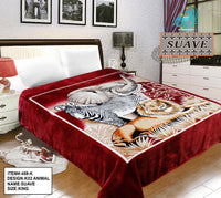 AFRICAN ANIMALS BROWN COLOR SUAVE PLUSH BLANKET SOFTY AND WARM KING SIZE