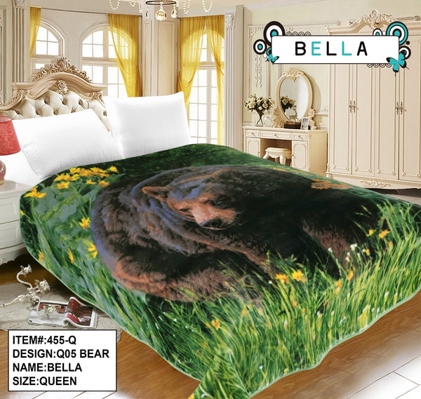 BEAR BROWN COLOR BELLA PLUSH BLANKET SOFTY AND WARM QUEEN SIZE