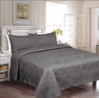 CORA LIGHT GRAY COLOR DECORATIVE EMBROIDERY BEDSPREAD SET 3 PCS KING SIZE