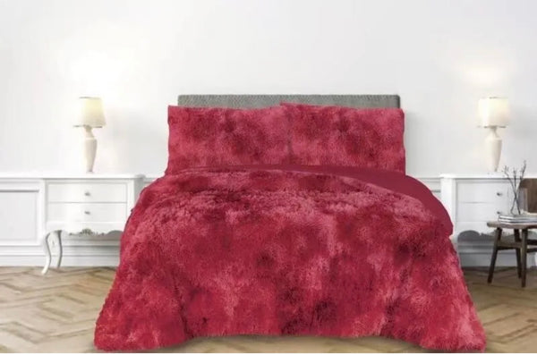 PARIS BURGUNDY COLOR SHAGGY BLANKET WITH SHERPA SOFTY THICK AND WARM 3 PCS QUEEN SIZE