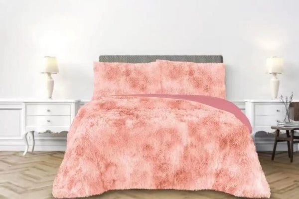 PARIS ROSE COLOR SHAGGY BLANKET WITH SHERPA SOFTY THICK AND WARM 3 PCS KING SIZE