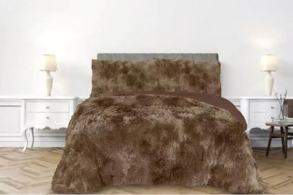 PARIS BROWN COLOR SHAGGY BLANKET WITH SHERPA SOFTY THICK AND WARM 3 PCS KING SIZE