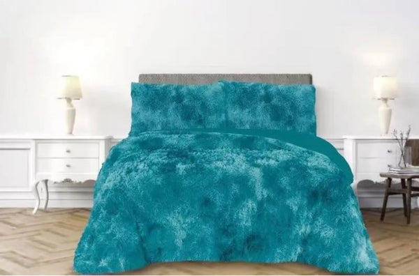 PARIS TURQUOISE COLOR SHAGGY BLANKET WITH SHERPA SOFTY THICK AND WARM 3 PCS KING SIZE