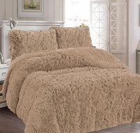 NEW YORK TAUPE COLOR SHAGGY BLANKET WITH SHERPA SOFTY THICK AND WARM 3 PCS KING SIZE