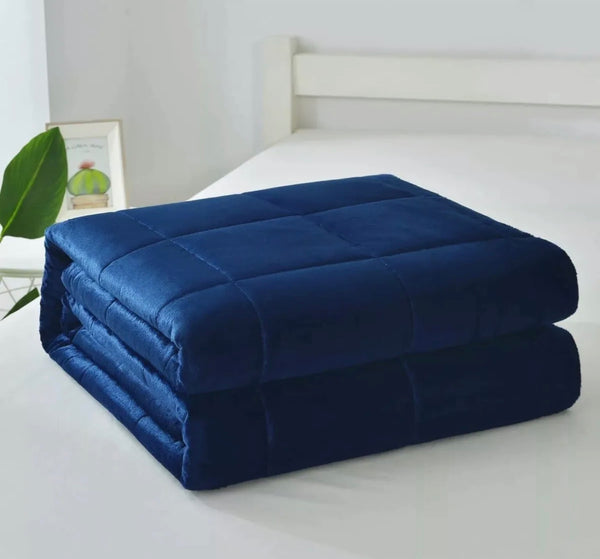 MADISON NAVY BLUE COLOR WEIGHTED BLANKET PROVIDES AUTISM ANXIETY STRESS QUEEN SIZE 20 LBS