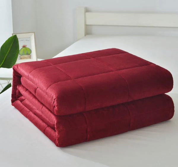MADISON BURGUNDY COLOR WEIGHTED BLANKET PROVIDES AUTISM ANXIETY STRESS CALIFORNIA KING SIZE 25 LBS