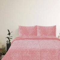TEXAS PINK COLOR EMBOSSED BLANKET WITH SHERPA SOFTY THICK AND WARM 3 PCS KING SIZE