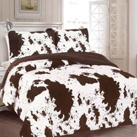 ALASKA COW ANIMAL PRINT BLANKET WITH SHERPA SOFTY THICK AND WARM 3 PCS KING SIZE