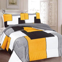 ALASKA SQUARED YELLOW BLANKET WITH SHERPA SOFTY THICK AND WARM 3 PCS KING SIZE