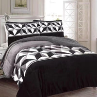 ALASKA ZIG ZAG BLACK AND GRAY BLANKET WITH SHERPA SOFTY THICK AND WARM 3 PCS KING SIZE