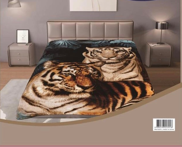 DOUBLE TIGER BROW COLOR NUMBER ONE PLUSH BLANKET SOFTY AND WARM KING SIZE