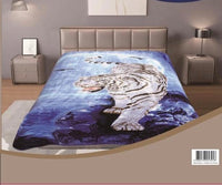 WHITE TIGER BLUE COLOR NUMBER ONE PLUSH BLANKET SOFTY AND WARM KING SIZE