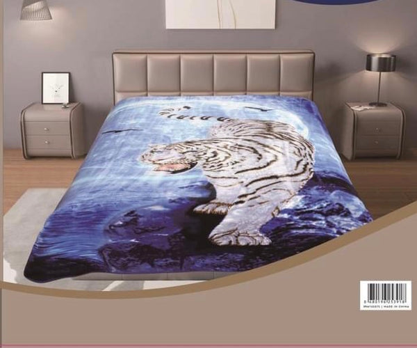 WHITE TIGER BLUE COLOR NUMBER ONE PLUSH BLANKET SOFTY AND WARM KING SIZE