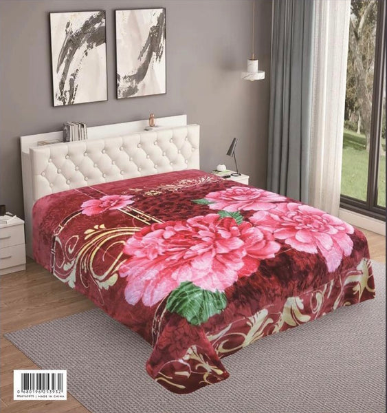 FLOWERS BURGUNDY ROSE NUMBER ONE EMBOSSED PLUSH BLANKET SOFTY AND WARM KING SIZE