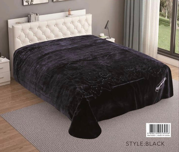 FLOWERS BLACK SOLID COLOR NUMBER ONE EMBOSSED PLUSH BLANKET SOFTY AND WARM KING SIZE