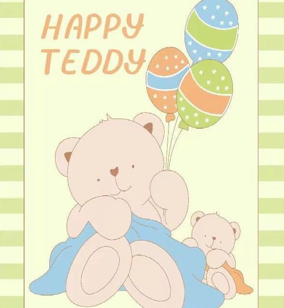 HAPPY TEDDY BEAR BABY UNISEX CRIB BEDDING NURSERY PLUSH BLANKET SOFTY AND WARM