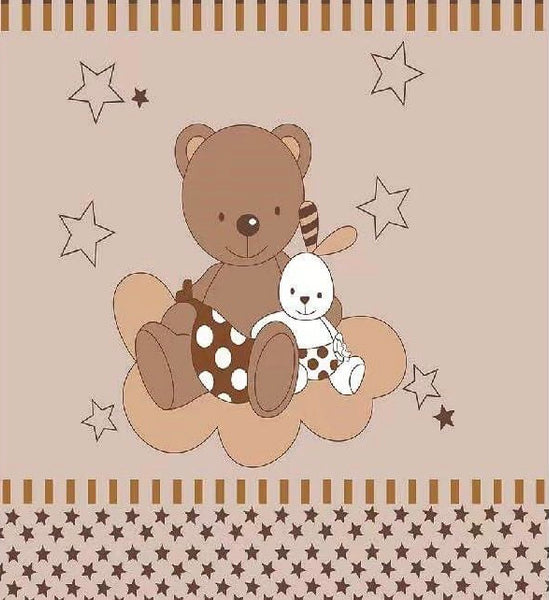 TEDDY BEAR AND STARS BABY UNISEX CRIB BEDDING NURSERY PLUSH BLANKET SOFTY AND WARM