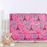 PARIS EIFFEL TOWER PINK COLOR BABY GIRL CRIB BEDDING NURSERY BLANKET WITH SHERPA SOFTY AND WARM