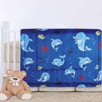DOLPHINS BLUE COLOR BABY BOY CRIB BEDDING NURSERY BLANKET WITH SHERPA SOFTY AND WARM